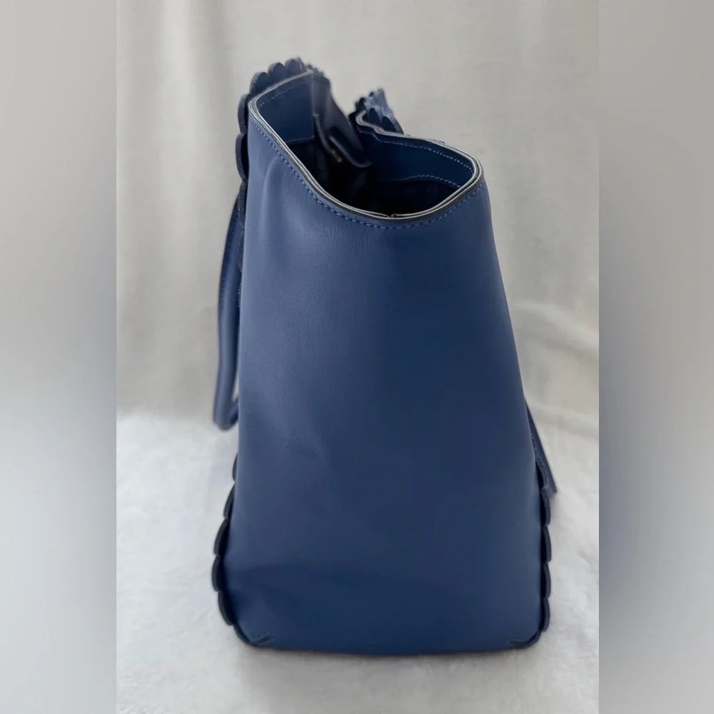 Kate Spade New York Hyacinth Maple Court Maxime Leather Tote Royal Blue Scallop